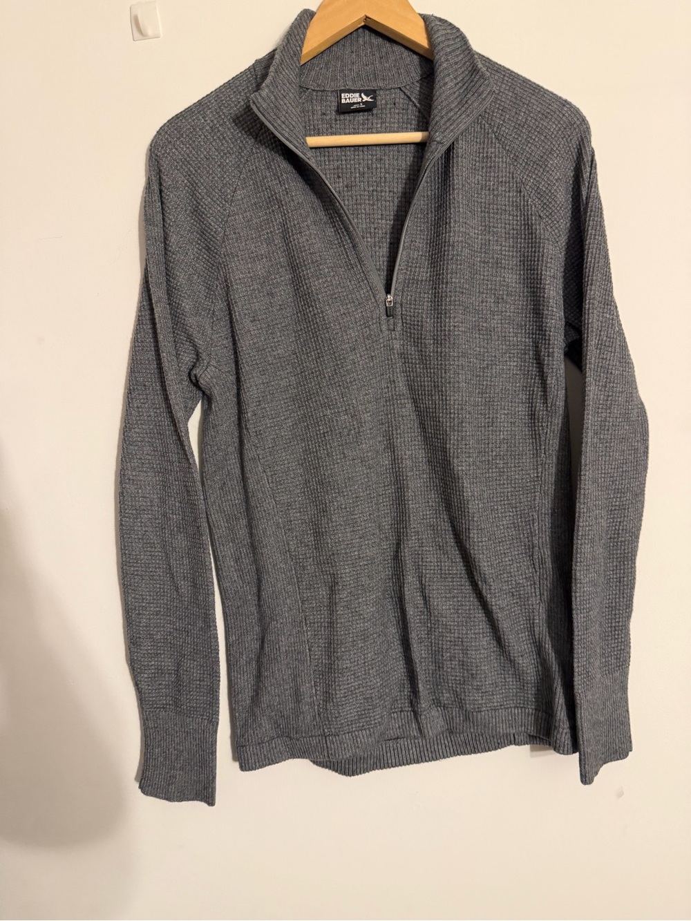 Eddie Bauer Men’s Charcoal Gray Zip-Up Knit Sweater
